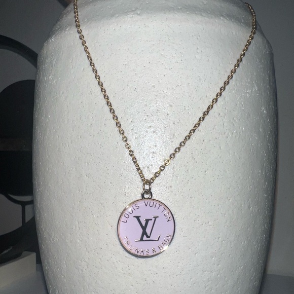 None Accessories - Gold and Pink Pendant Necklace